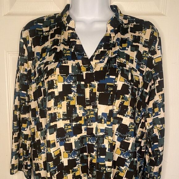 Verve Ami Pullover 3/4 Sleeves V-Neck Large Tunic Top - Picture 2 of 7